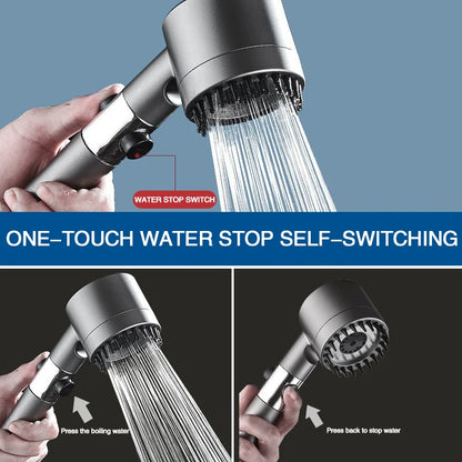 PureFlow High-Pressure Shower Head – 3-Mode Adjustable Spray with Massage Brush Filter for Ultimate Bathroom Relaxation