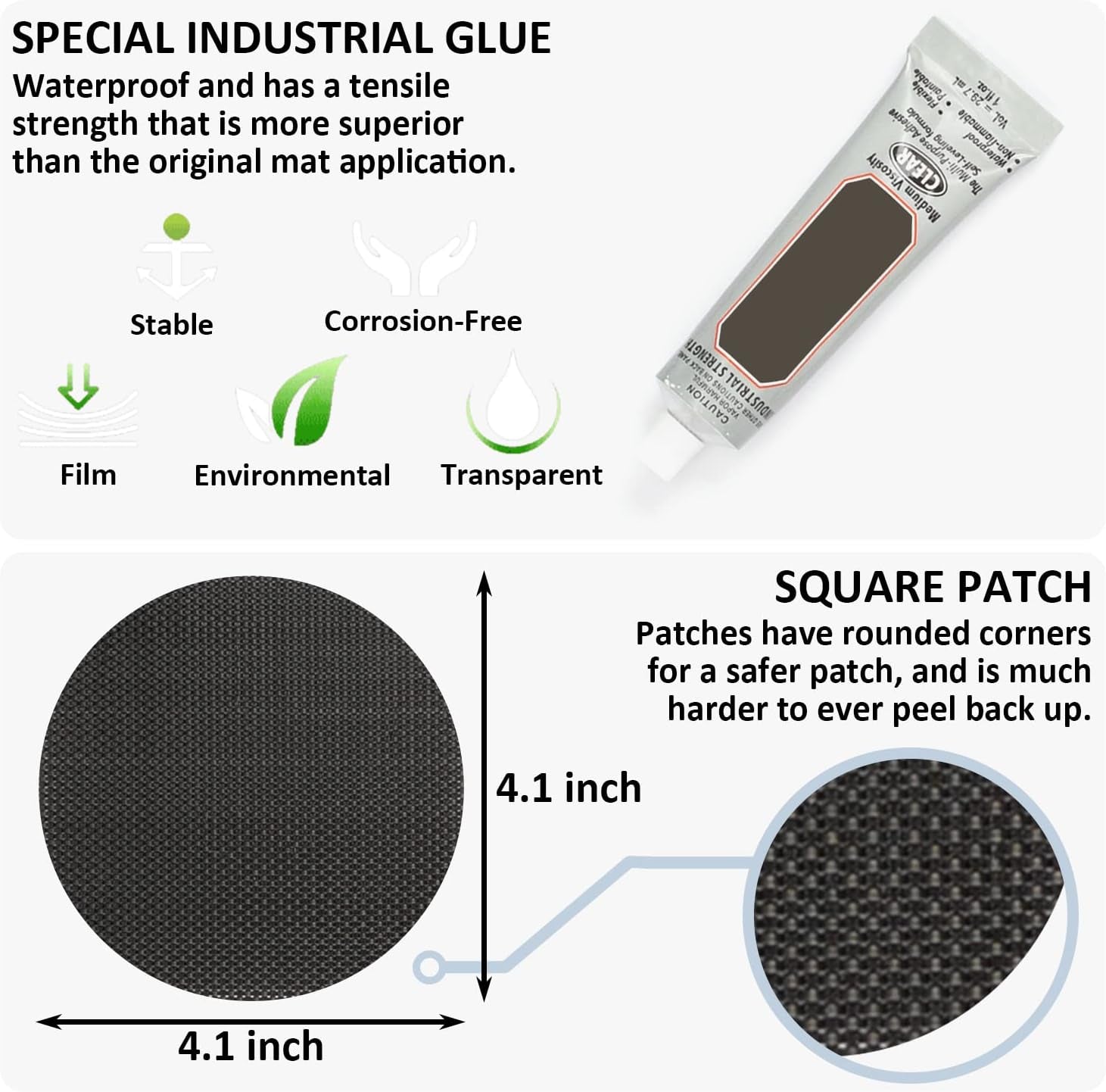 Trampoline Patch Repair Kit 4 Inch Circle on Patches | Repair Trampoline Mat Tear or Hole in a Trampoline Mat